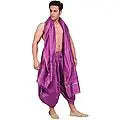Dhoti and Angavastram set with Golden Woven Paisley on Border