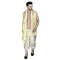 Cream Dhoti and Angavastram with Golden Woven Border
