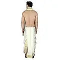 Cream Dhoti and Angavastram with Golden Woven Border