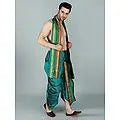 Ready to Wear Dhoti and Angavastram Set with Woven Golden Border