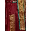 Ready to Wear Dhoti and Angavastram Set with Woven Golden Leaves Border