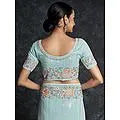 Georgette Pinstripe Pattern Thread-Sequins Heavy Embroidered Saree with Meena Floral Border
