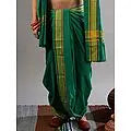 Dhoti and Veshti Set Pure Cotton Drape Style With Hexagon Combination Pattern Woven Border