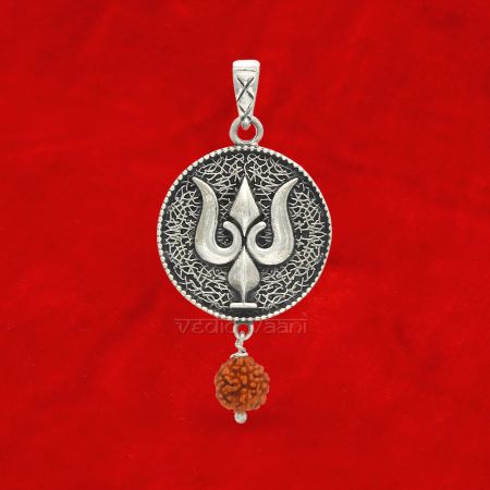 Elegant Trishul Locket with Rudraksha in Silver