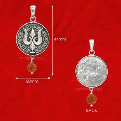 Elegant Trishul Locket with Rudraksha in Silver