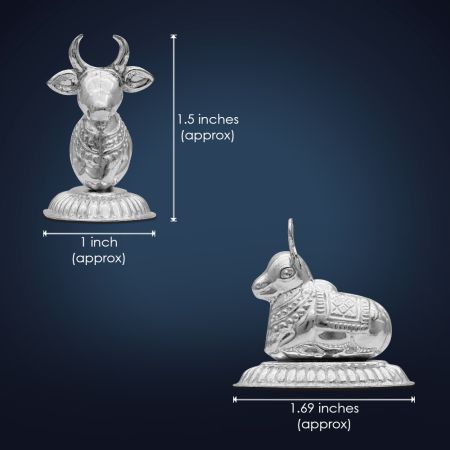 Vahan (Vehicle) of Lord Shiva Nandi the Bull Idol in Pure Silver