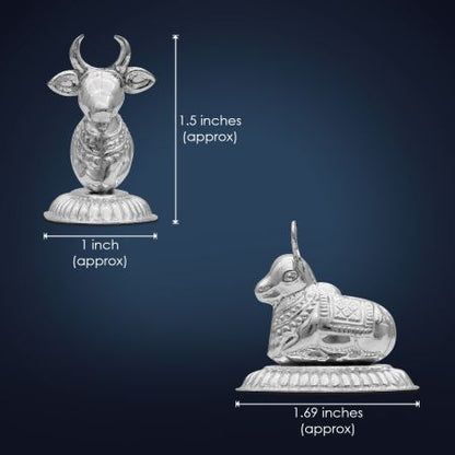 Vahan (Vehicle) of Lord Shiva Nandi the Bull Idol in Pure Silver