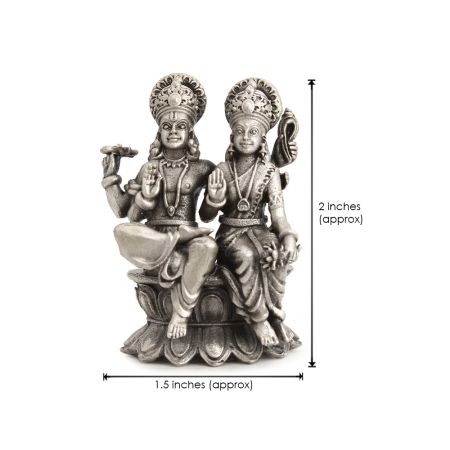 Vishnu Lakshmi Idol in Silver Oxidize Finish