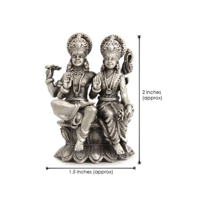 Vishnu Lakshmi Idol in Silver Oxidize Finish