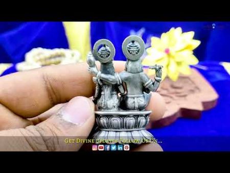Vishnu Lakshmi Idol in Silver Oxidize Finish