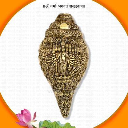 Vishwaroop Blessed Adwaitya Shaligram with Dashavatara Darshan brass Sacred puja Shank