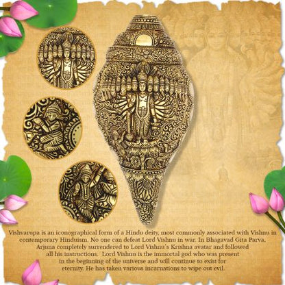 Vishwaroop Blessed Adwaitya Shaligram with Dashavatara Darshan brass Sacred puja Shank