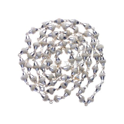 White Tulsi Mala in Silver Caps