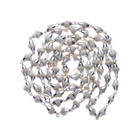 White Tulsi Mala in Silver Caps