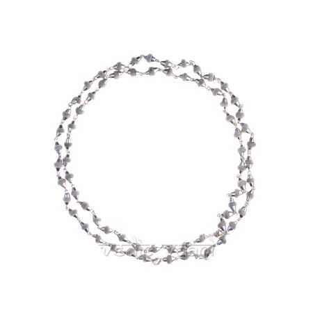 White Tulsi Mala in Silver Caps