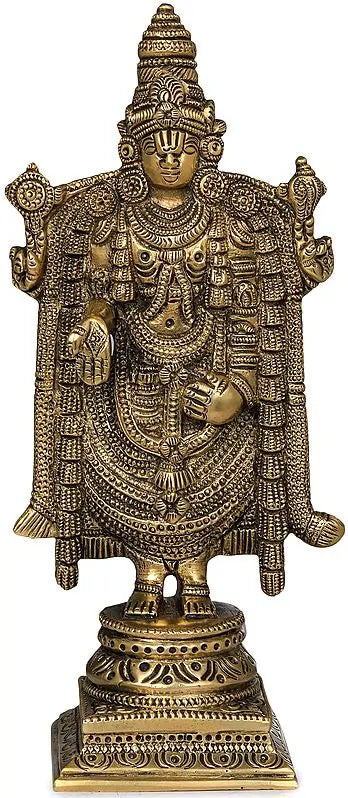 7" Lord Venkateshvara as Balaji at Tirupati In Brass | Handmade | Made In India