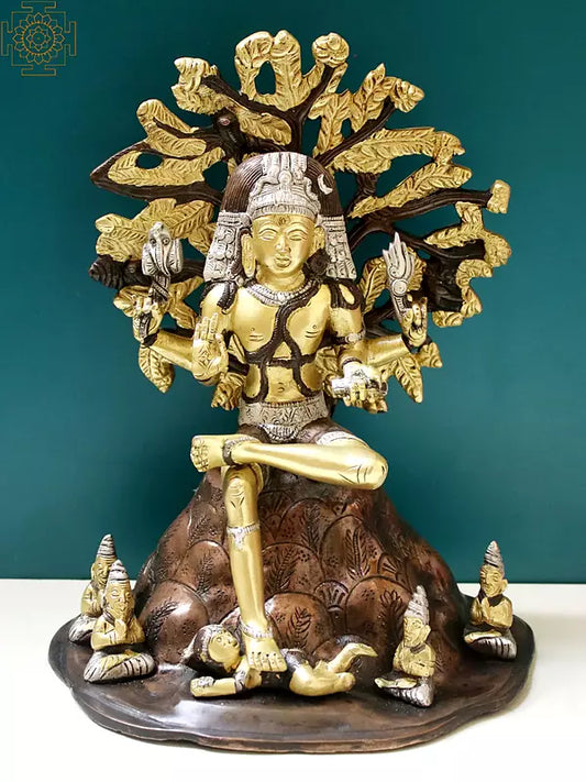 12" The Magnificence Of Dakshinamurti Shiva In Brass | Handmade | Made In India